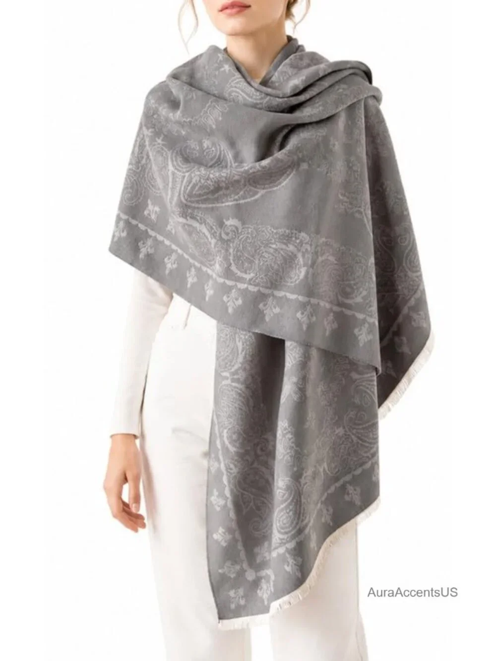Women's Reversible Paisley Pashmina Shawl Wrap Jacquard Stole